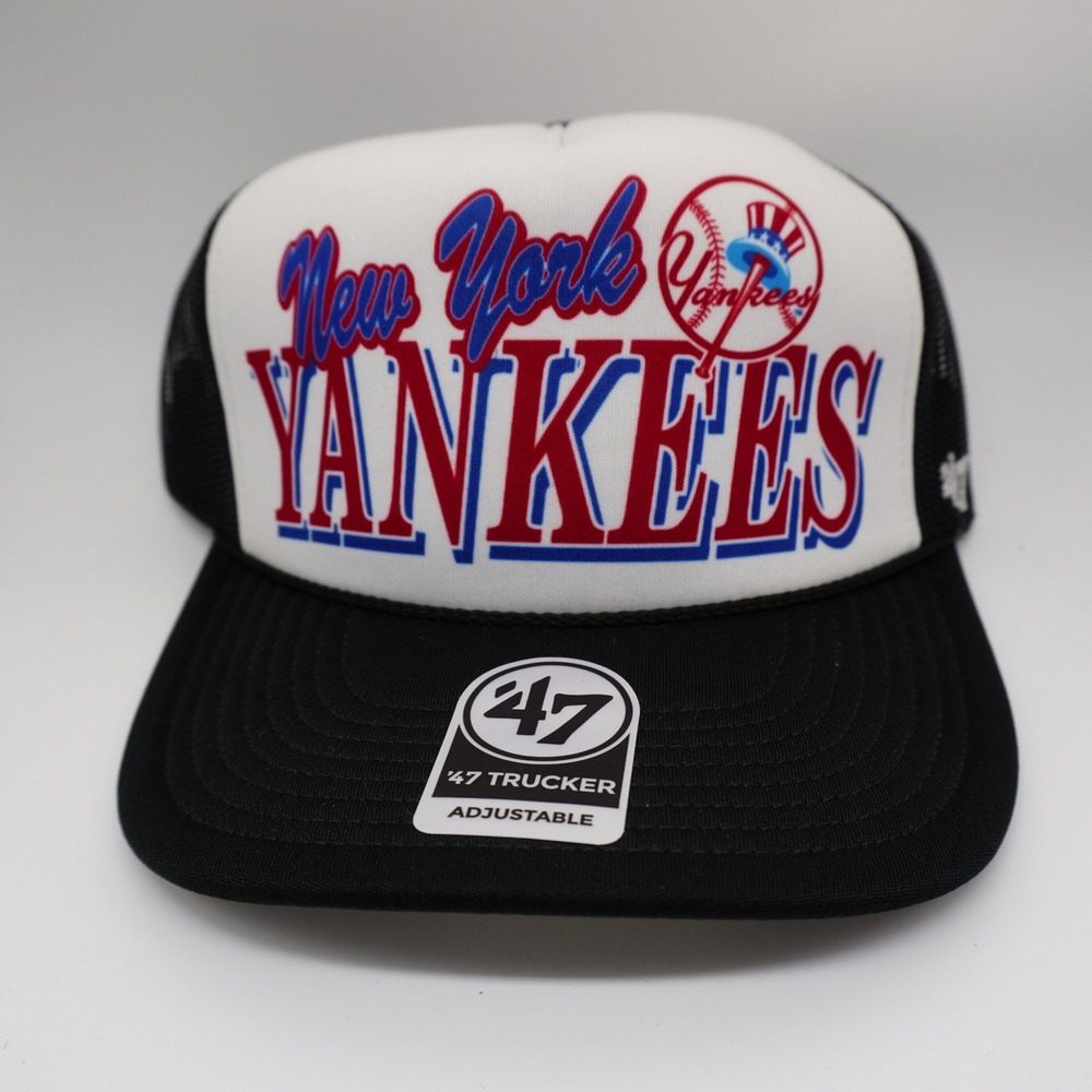 '47 Brand New York Yankees Trucker Hat Mens OSFA Black White Cooperstown MLB